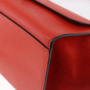 CELINE Trapeze Hand Bag Leather 2way Red Silver Auth 210871A-13