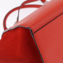 CELINE Trapeze Hand Bag Leather 2way Red Silver Auth 210871A-14