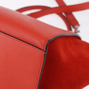 CELINE Trapeze Hand Bag Leather 2way Red Silver Auth 210871A-15