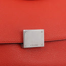 CELINE Trapeze Hand Bag Leather 2way Red Silver Auth 210871A-16