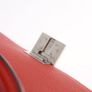 CELINE Trapeze Hand Bag Leather 2way Red Silver Auth 210871A-17