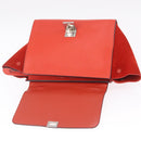 CELINE Trapeze Hand Bag Leather 2way Red Silver Auth 210871A-18
