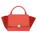 CELINE Trapeze Hand Bag Leather 2way Red Silver Auth 210871A-2