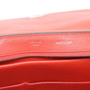 CELINE Trapeze Hand Bag Leather 2way Red Silver Auth 210871A-22
