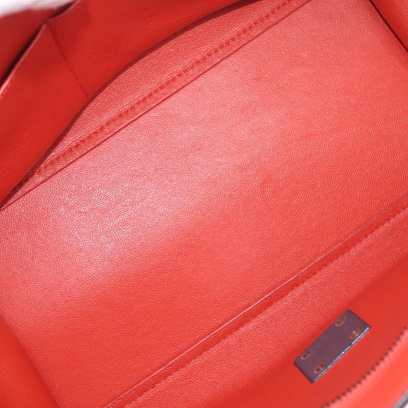 CELINE Trapeze Hand Bag Leather 2way Red Silver Auth 210871A