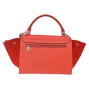 CELINE Trapeze Hand Bag Leather 2way Red Silver Auth 210871A-3
