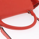 CELINE Trapeze Hand Bag Leather 2way Red Silver Auth 210871A-7