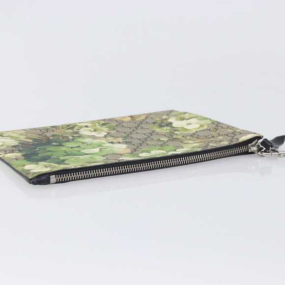 GUCCI GG Blooms Clutch Bag PVC Beige Silver 411691 Auth 210875A
