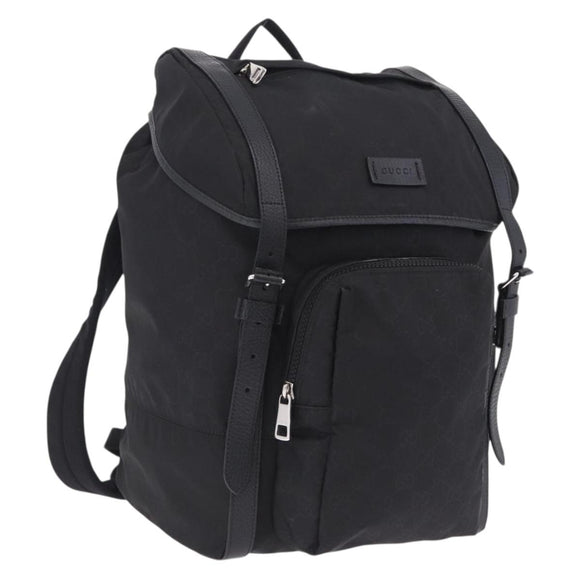 GUCCI GG Canvas Backpack Nylon Outlet Black Silver 510336 Auth 210877A