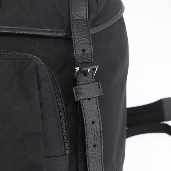 GUCCI GG Canvas Backpack Nylon Outlet Black Silver 510336 Auth 210877A