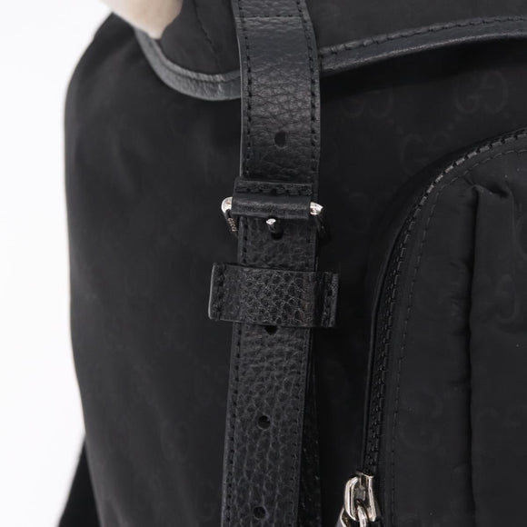 GUCCI GG Canvas Backpack Nylon Outlet Black Silver 510336 Auth 210877A