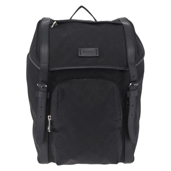 GUCCI GG Canvas Backpack Nylon Outlet Black Silver 510336 Auth 210877A