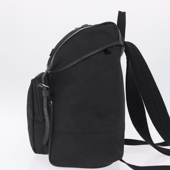 GUCCI GG Canvas Backpack Nylon Outlet Black Silver 510336 Auth 210877A