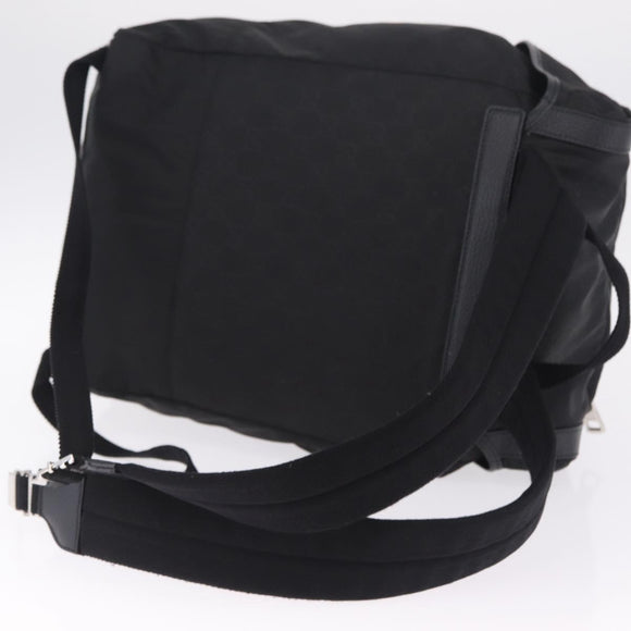 GUCCI GG Canvas Backpack Nylon Outlet Black Silver 510336 Auth 210877A