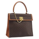 CELINE Macadam Canvas Hand Bag PVC Leather Brown Gold Auth 210885V-1