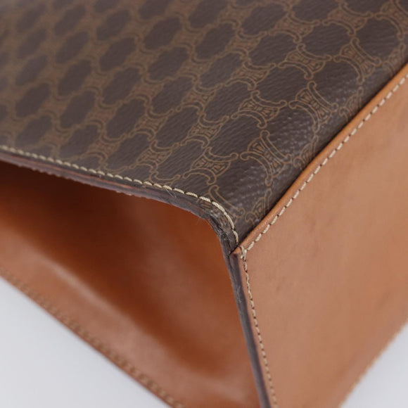 CELINE Macadam Canvas Hand Bag PVC Leather Brown Gold Auth 210885V
