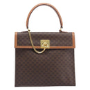 CELINE Macadam Canvas Hand Bag PVC Leather Brown Gold Auth 210885V-2
