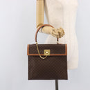 CELINE Macadam Canvas Hand Bag PVC Leather Brown Gold Auth 210885V-25