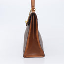 CELINE Macadam Canvas Hand Bag PVC Leather Brown Gold Auth 210885V-4