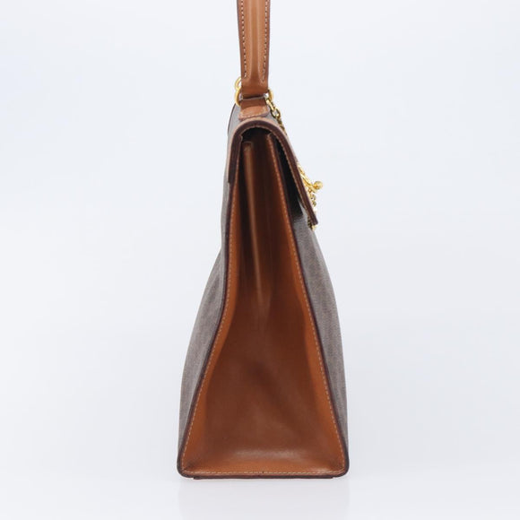 CELINE Macadam Canvas Hand Bag PVC Leather Brown Gold Auth 210885V