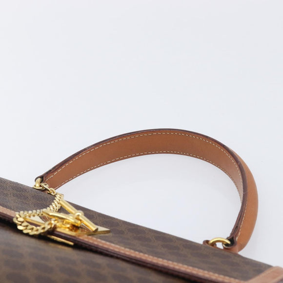 CELINE Macadam Canvas Hand Bag PVC Leather Brown Gold Auth 210885V