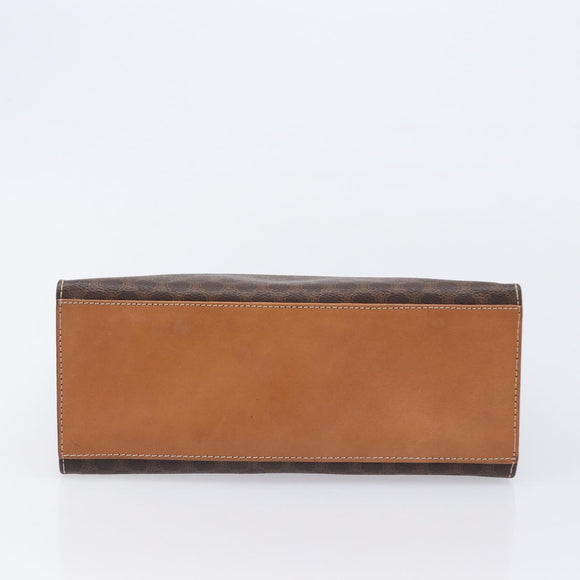 CELINE Macadam Canvas Hand Bag PVC Leather Brown Gold Auth 210885V
