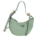 PRADA Shoulder Bag Leather 2way Green Gold Tone Auth 210888SAM-1