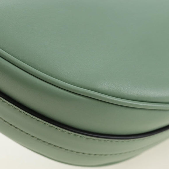 PRADA Shoulder Bag Leather 2way Green Gold Tone Auth 210888SAM