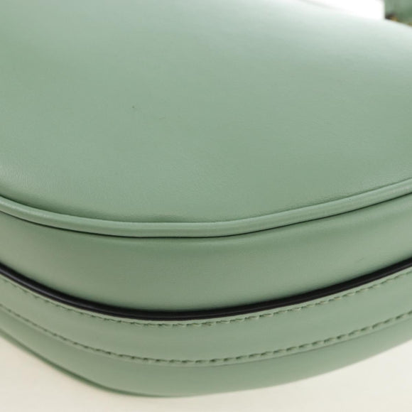 PRADA Shoulder Bag Leather 2way Green Gold Tone Auth 210888SAM