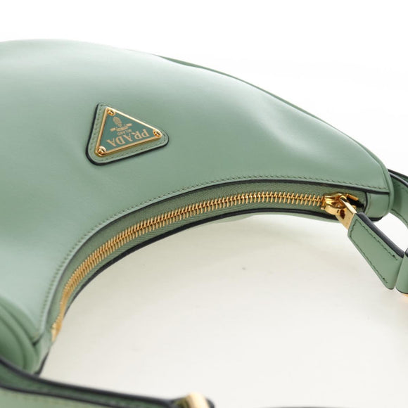 PRADA Shoulder Bag Leather 2way Green Gold Tone Auth 210888SAM