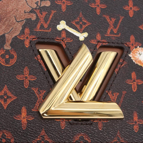 LOUIS VUITTON Catgram Sac Twist MM Shoulder Bag Marron M44408 LV Auth 210899SAM