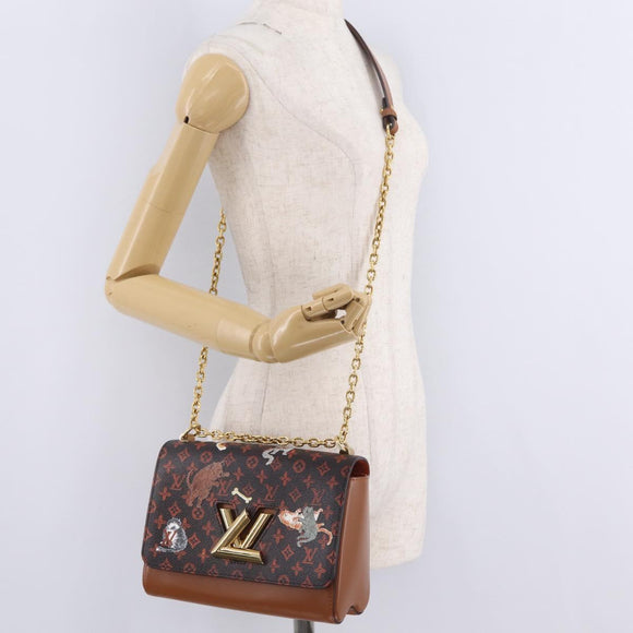 LOUIS VUITTON Catgram Sac Twist MM Shoulder Bag Marron M44408 LV Auth 210899SAM