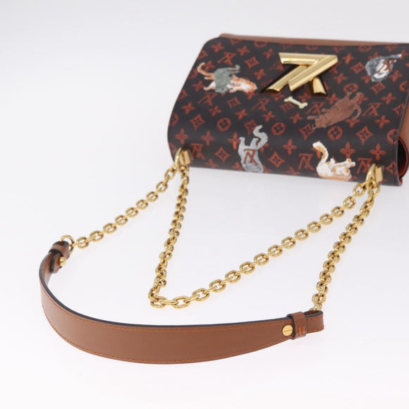 LOUIS VUITTON Catgram Sac Twist MM Shoulder Bag Marron M44408 LV Auth 210899SAM
