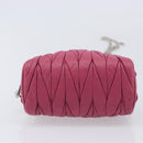 Miu Miu Matelasse Chain Shoulder Bag Leather Pink Silver Auth 210910-10