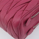Miu Miu Matelasse Chain Shoulder Bag Leather Pink Silver Auth 210910-11