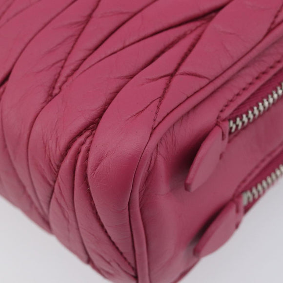 Miu Miu Matelasse Chain Shoulder Bag Leather Pink Silver Auth 210910