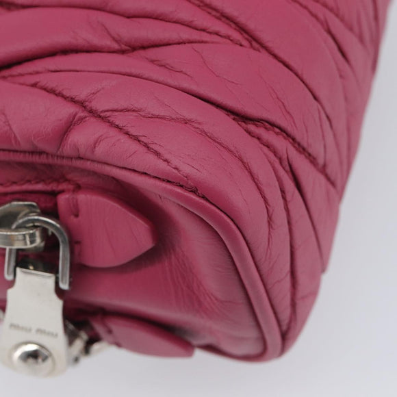Miu Miu Matelasse Chain Shoulder Bag Leather Pink Silver Auth 210910