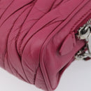 Miu Miu Matelasse Chain Shoulder Bag Leather Pink Silver Auth 210910-13