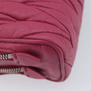 Miu Miu Matelasse Chain Shoulder Bag Leather Pink Silver Auth 210910-14