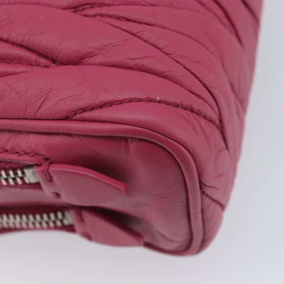 Miu Miu Matelasse Chain Shoulder Bag Leather Pink Silver Auth 210910