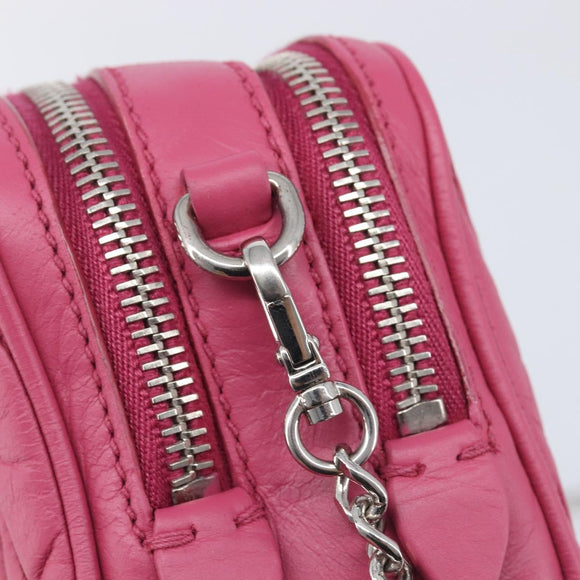 Miu Miu Matelasse Chain Shoulder Bag Leather Pink Silver Auth 210910