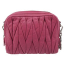 Miu Miu Matelasse Chain Shoulder Bag Leather Pink Silver Auth 210910-3