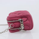 Miu Miu Matelasse Chain Shoulder Bag Leather Pink Silver Auth 210910-5