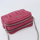 Miu Miu Matelasse Chain Shoulder Bag Leather Pink Silver Auth 210910-6