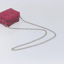 Miu Miu Matelasse Chain Shoulder Bag Leather Pink Silver Auth 210910-7