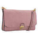 Miu Miu Madras Shoulder Bag Leather Pink Gold Auth 210911-1