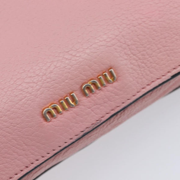 Miu Miu Madras Shoulder Bag Leather Pink Gold Auth 210911