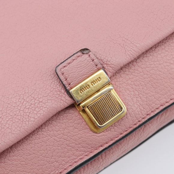 Miu Miu Madras Shoulder Bag Leather Pink Gold Auth 210911