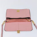 Miu Miu Madras Shoulder Bag Leather Pink Gold Auth 210911-21