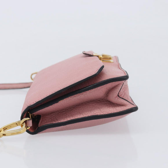 Miu Miu Madras Shoulder Bag Leather Pink Gold Auth 210911